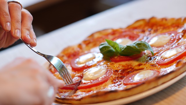 eating pizza